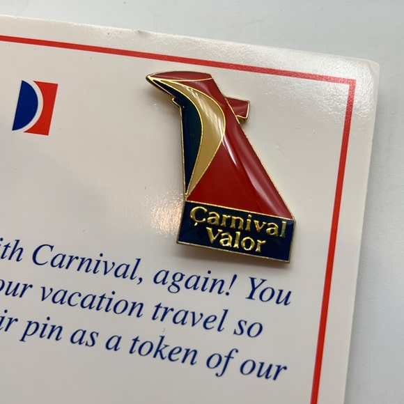 Vintage Carnival Cruise Lines Carnival Valor Collectible Lapel Pin and Card - Picture 2 of 7